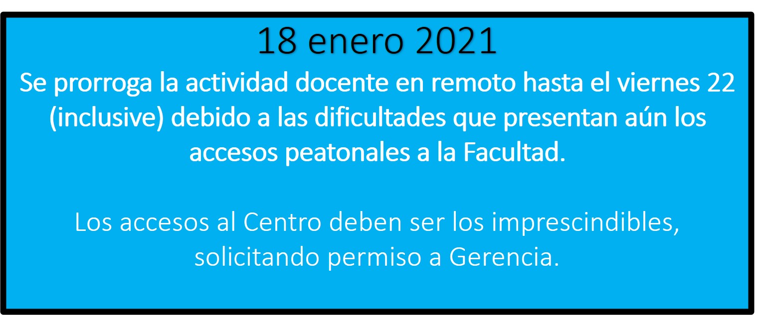 PRORROGADA LA ACTIVIDAD DOCENTE EN REMOTO hasta el viernes 22 de enero (incluido)